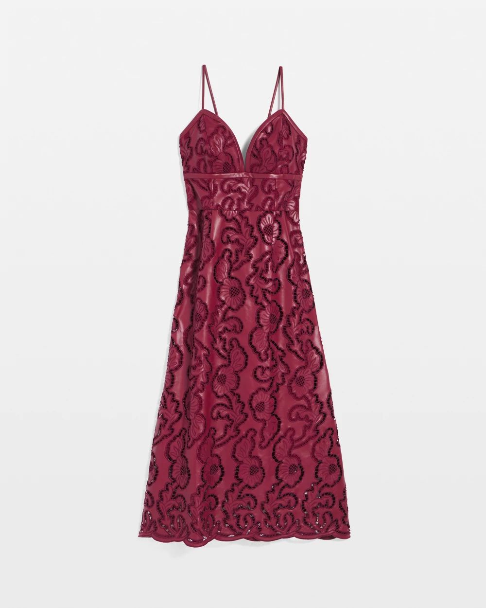 Faux Leather Lace Midi Dress click to view larger image.