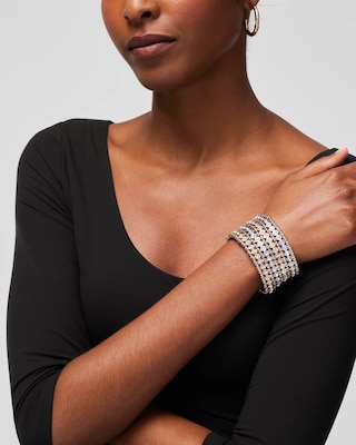 Pavé-Accent Wide Stretch Bracelet click to view larger image.