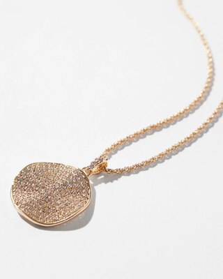 Gold Clear Pave Disc Necklace