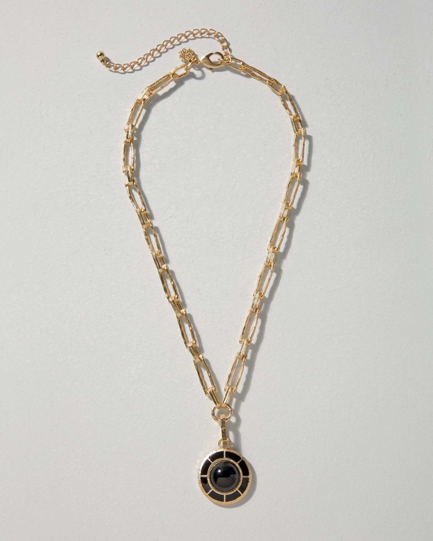 Goldtone & Black Pendant Necklace