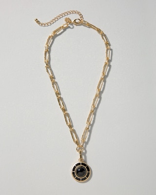 Goldtone & Black Pendant Necklace click to view larger image.