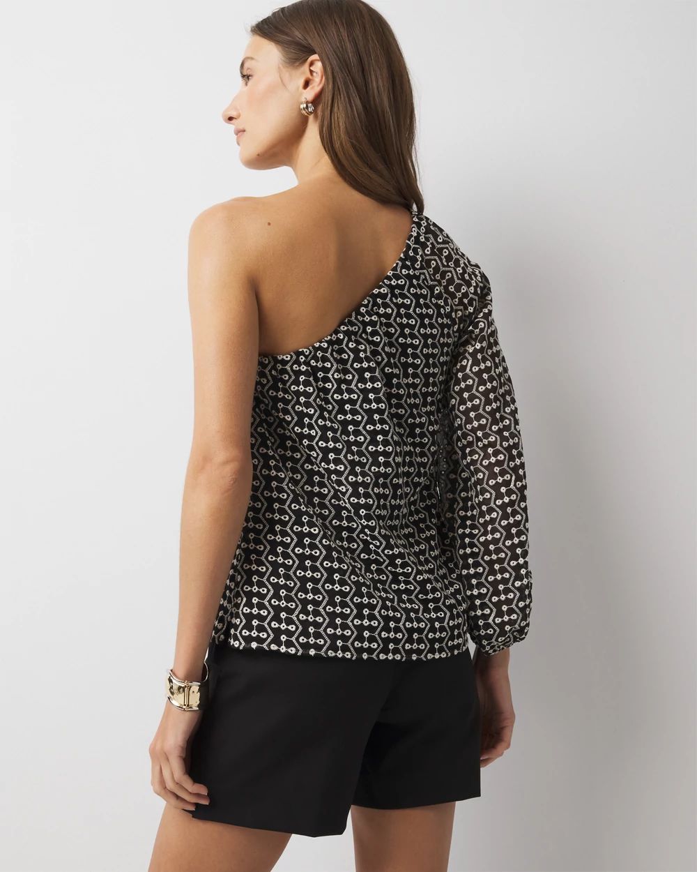 One-Shoulder Embroidered Blouse click to view larger image.