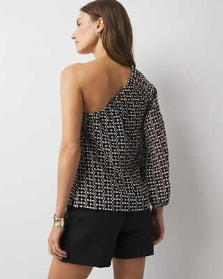 One-Shoulder Embroidered Blouse click to view larger image.