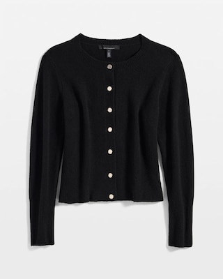 Button-Front Long Sleeve Cardigan click to view larger image.