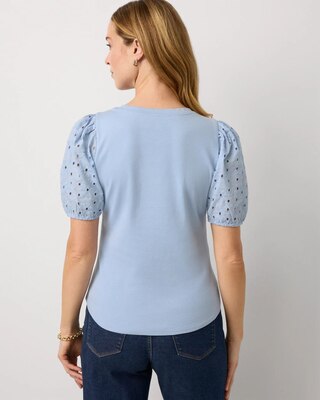 Eyelet Sleeve Cotton Tee click to view larger image.