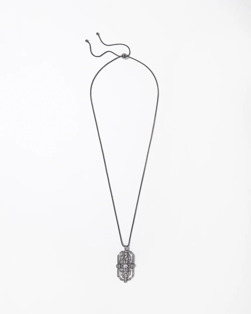 Art Deco Hematite Adjustable Pendant