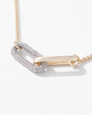 Mixed Metal Pave Links Pendant Necklace