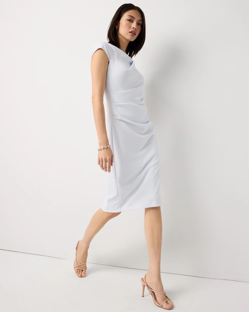 Cap Sleeve Draped Sheath Dress
