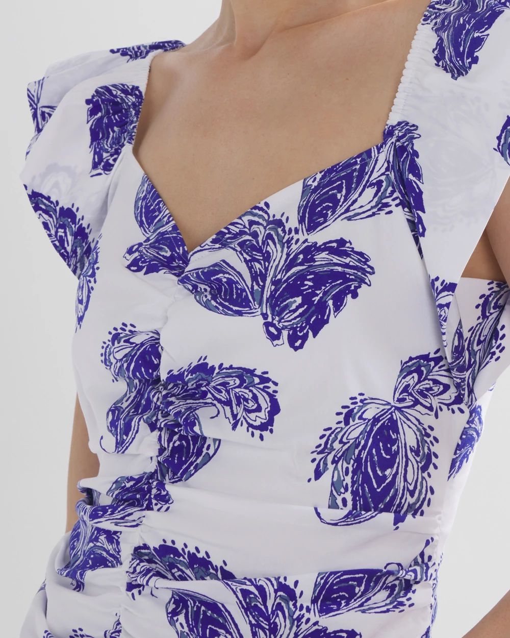 Flutter Sleeve Ruched Top