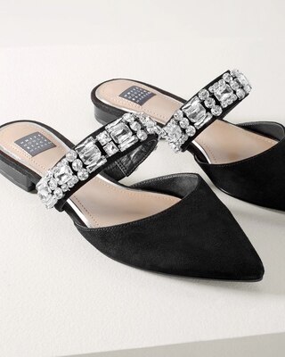 Jeweled Suede Mules
