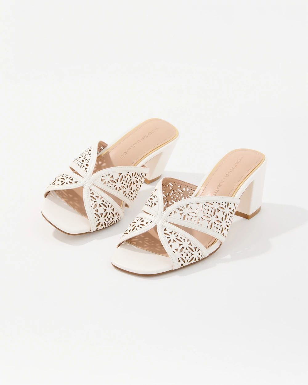 Cutwork Heeled Sandals click to view larger image.
