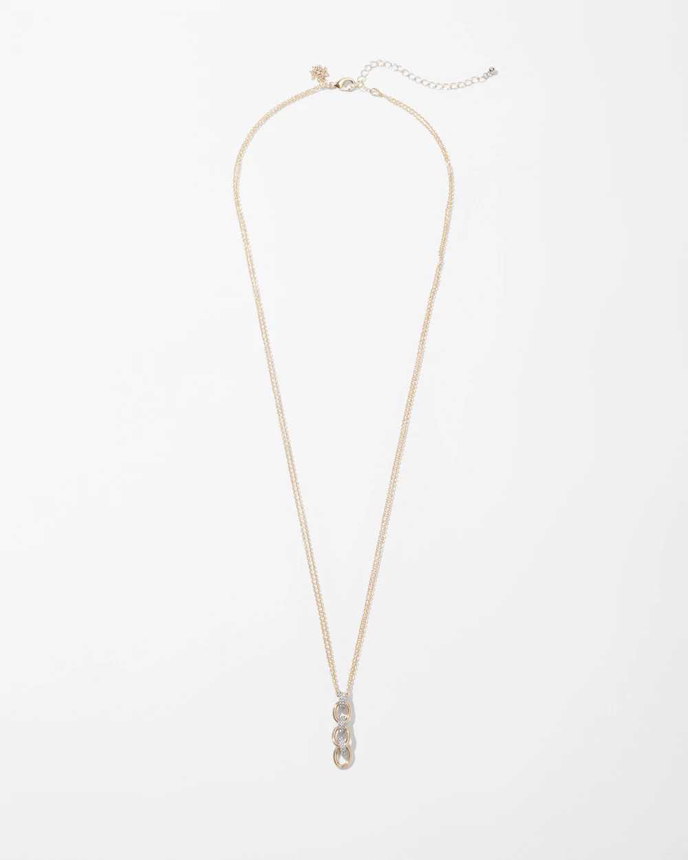 Gold Pave Links Pendant Necklace
