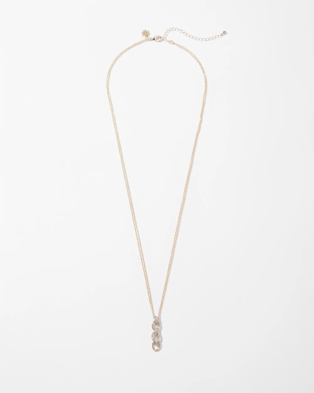 Gold Pave Links Pendant Necklace