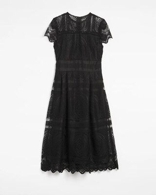 Embroidered Lace Fit-and-Flare Dress