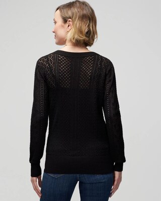 Long Sleeve Pointelle V-Neck Pullover