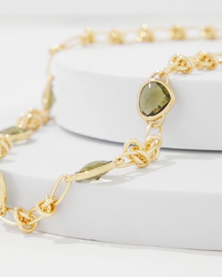 Olive + Gold Single Strand Necklace click to view larger image.