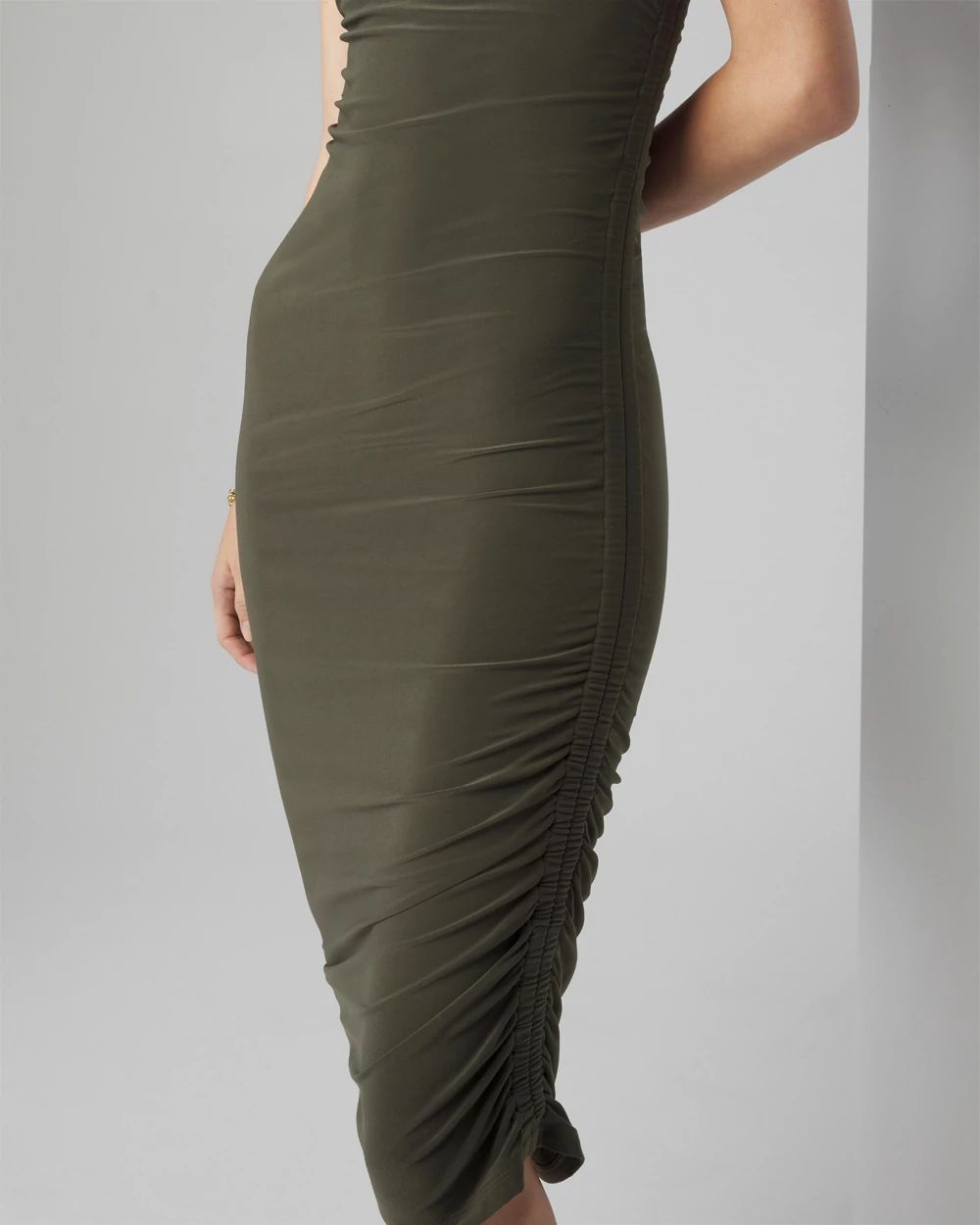 Cap-Sleeve Matte Jersey Ruched Side Dress