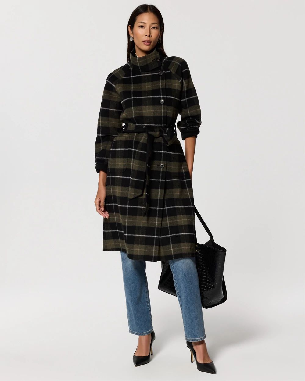 Reversible Wool-Blend Melton Coat click to view larger image.