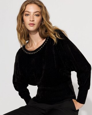 Embellished Dolman Chenille Sweater click to view larger image.