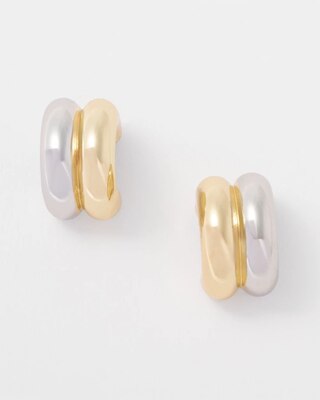 Mixed Metal Double Hoop Huggie Earrings click to view larger image.