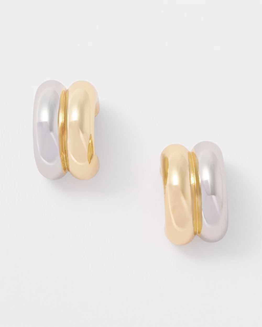 Mixed Metal Double Hoop Huggie Earrings