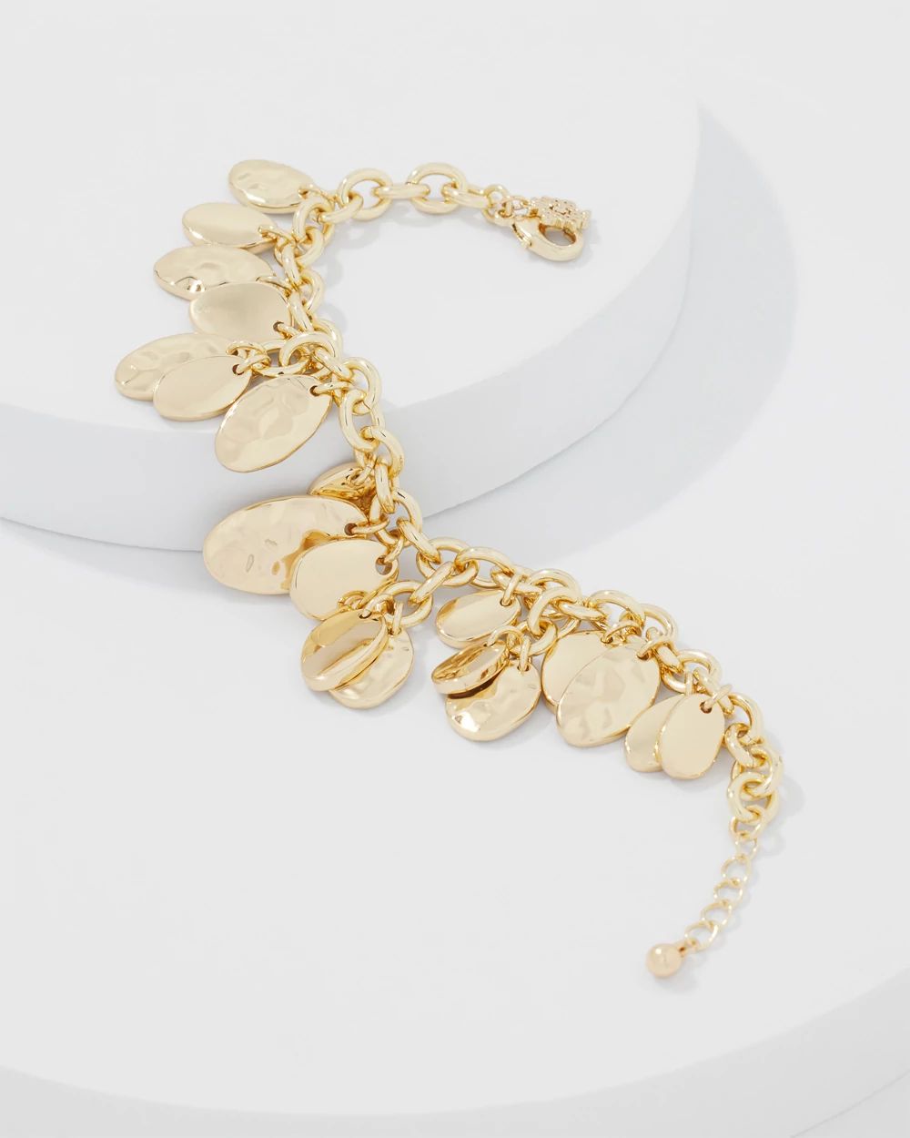 Gold Hammered Disc Bracelet
