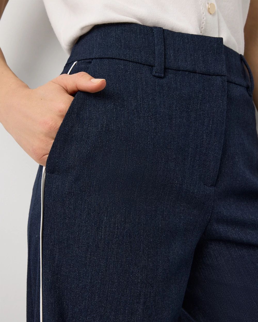 Petite Denim-Look High Rise Wide Leg Crop