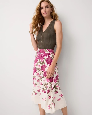 Floral A-line Midi Skirt click to view larger image.