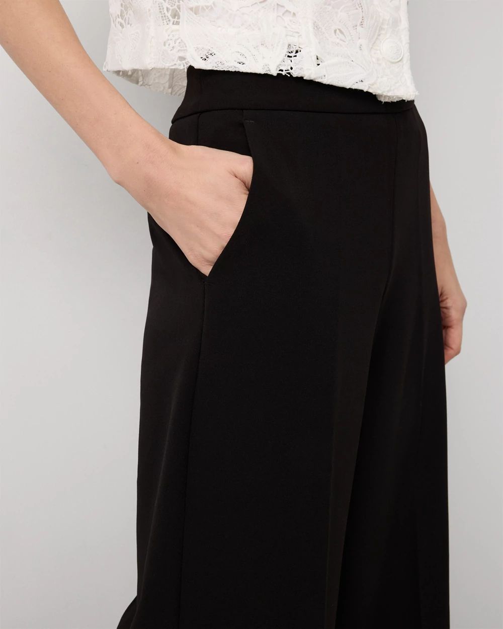Petite High Rise Flat Front Wide Leg Pant