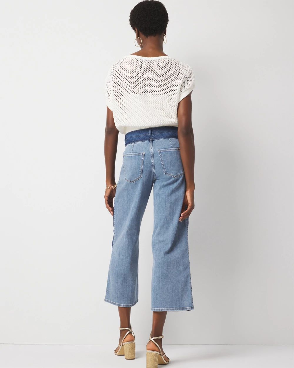 Extra High-Rise Colorblocked Wide Leg Cropped Jean