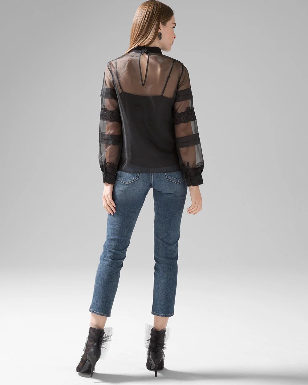 Organza Lace Trimmed Blouse