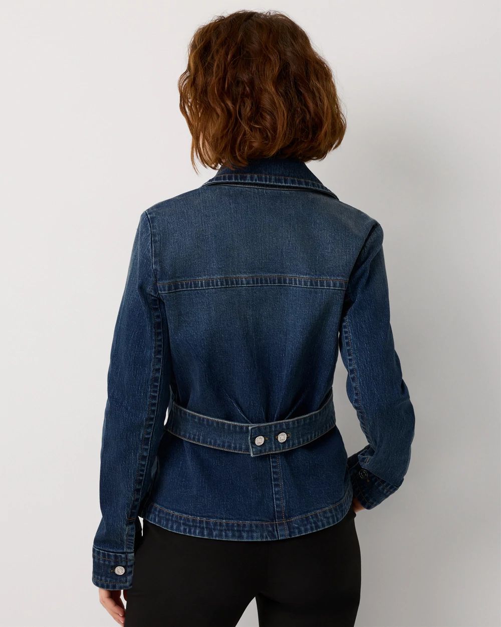 Pleated Denim Trucker Jacket click to view larger image.