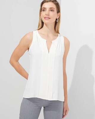 Outlet WHBM Pleated Split-Neck Shell