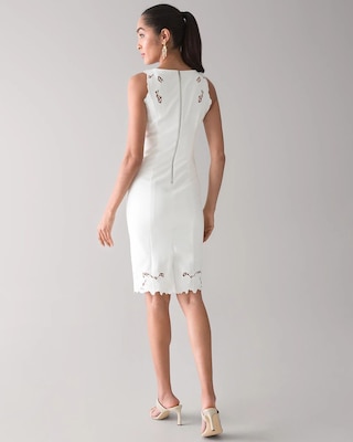 Sleeveless White Lace Trim Dress
