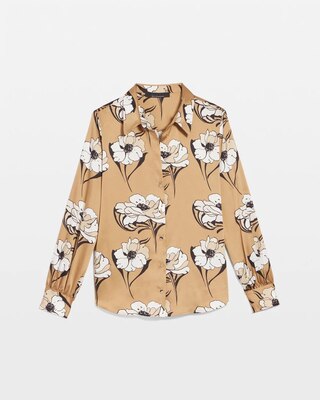 Long Sleeve Cuff Satin Shirt click to view larger image.