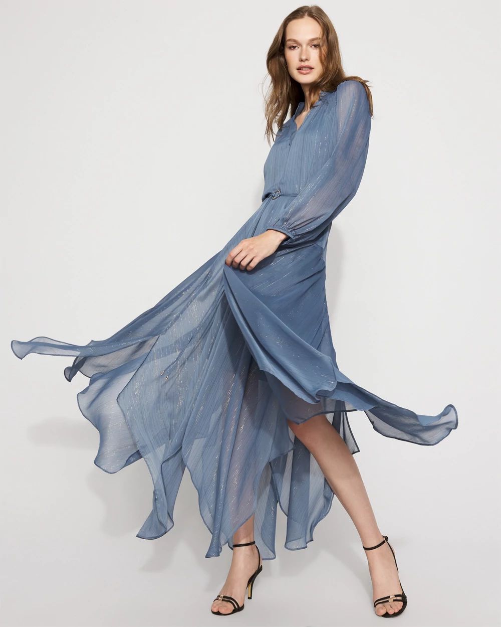 Chiffon + Lurex Maxi Dress