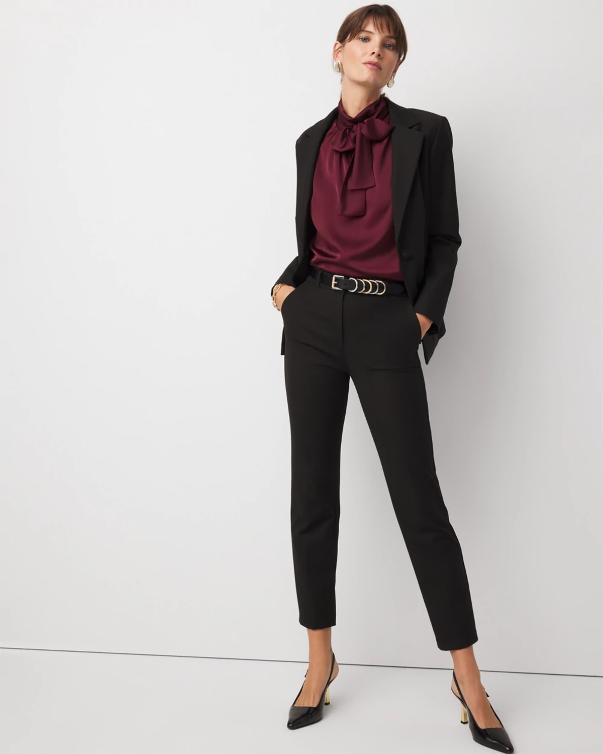 White House Black Market Bow Back Satin Halter Blouse