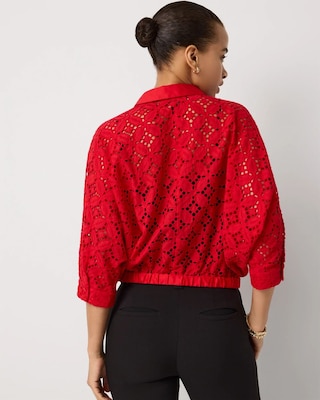 Eyelet Button Front Cotton Shirt click to view larger image.
