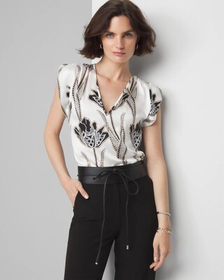 Petite Ruched Shoulder Shell Top