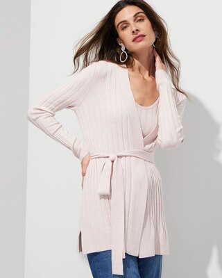 Outlet WHBM Wide-Rib Long Belted Cardigan