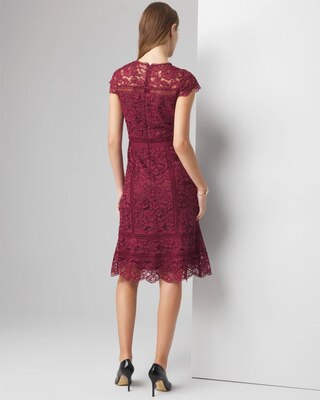 Short Sleeve Lace Fit-and-Flare Dress click to view larger image.