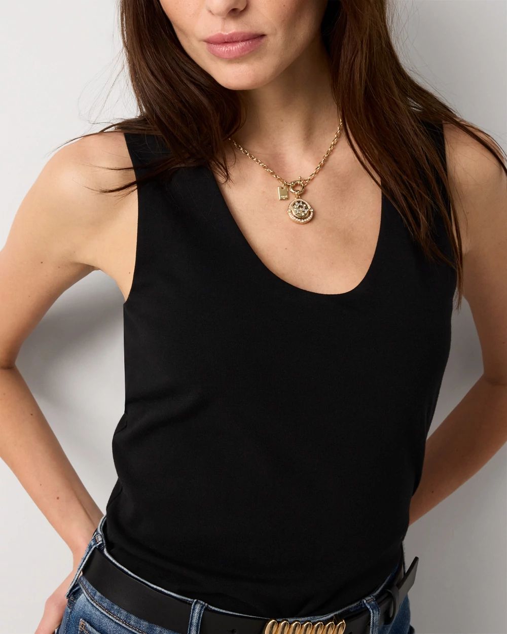 WHBM FORME™ Ribbed Scoop Neck Shell click to view larger image.