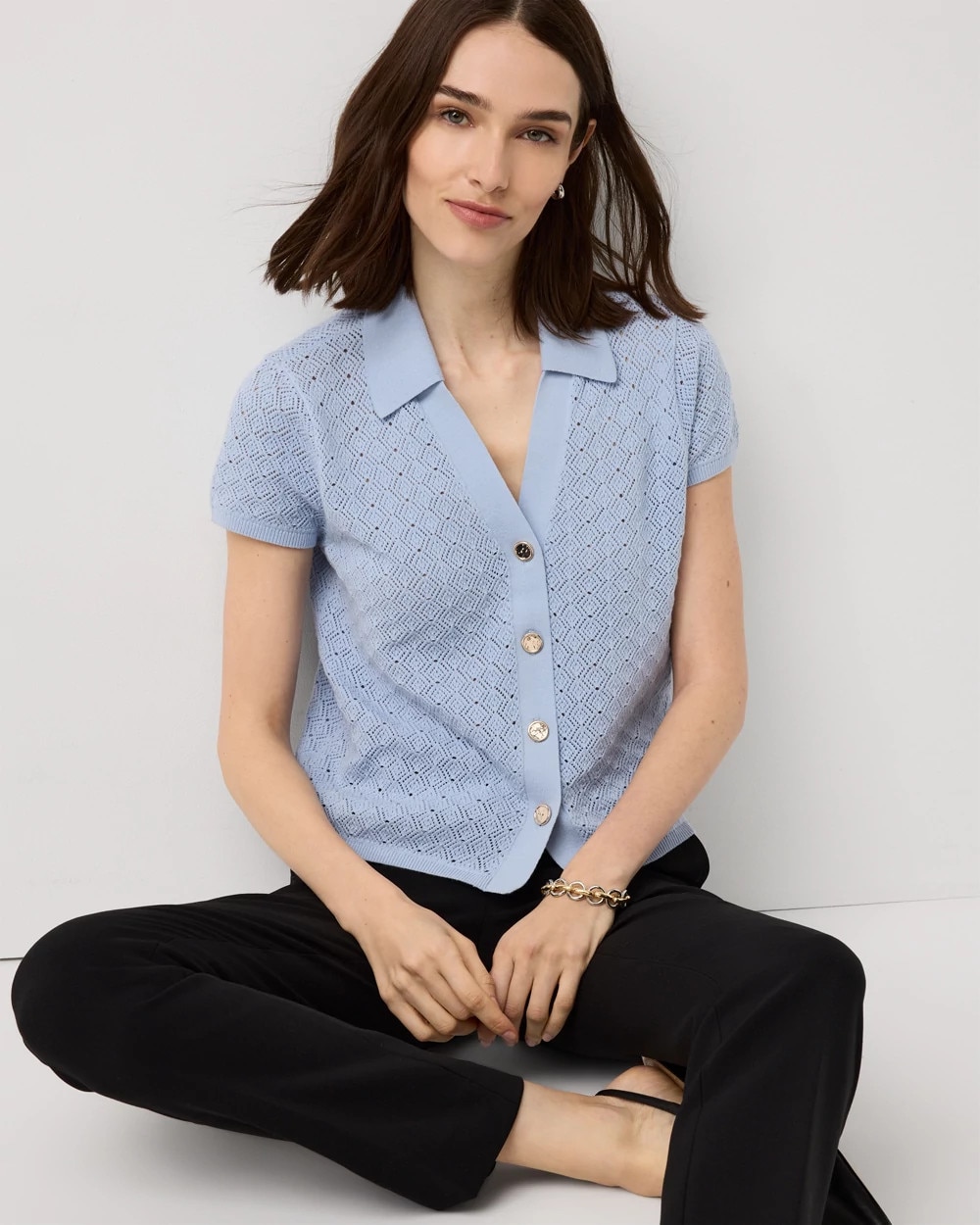 Textured Stitch Collared Cardigan - image 2