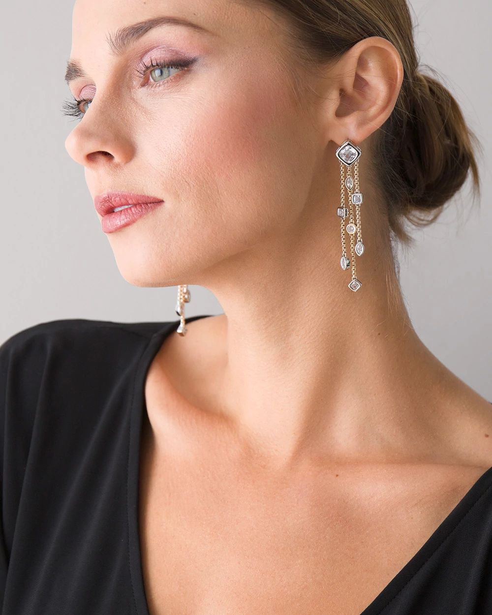 Silvertone & Goldtone Cubic Zirconia Earrings