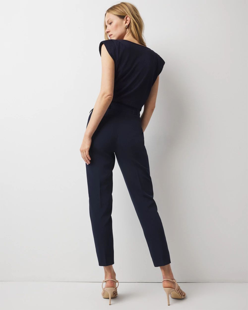 Petite High-Rise Belted Tapered Ankle Pant
