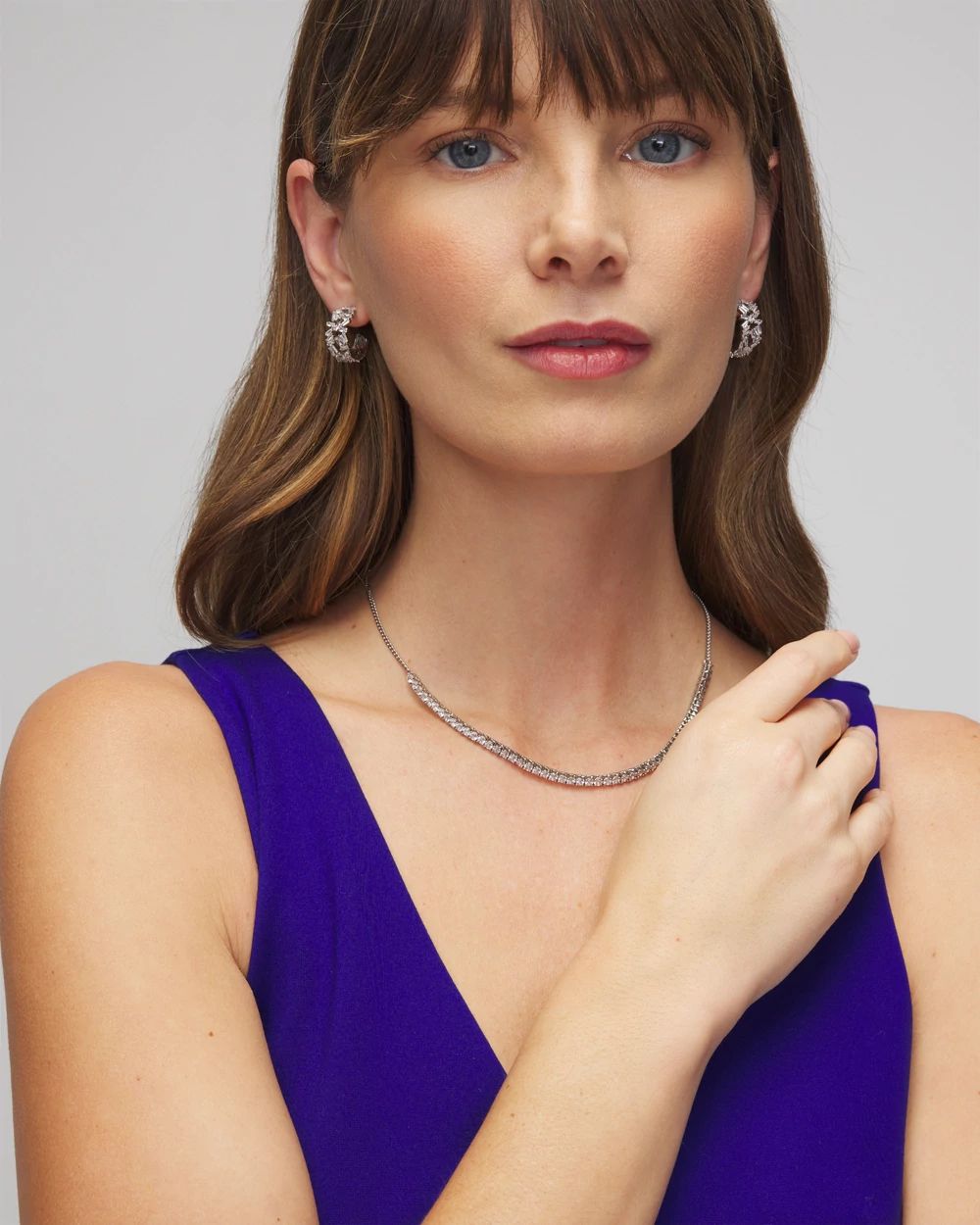 Silver Baguette Huggie Earrings