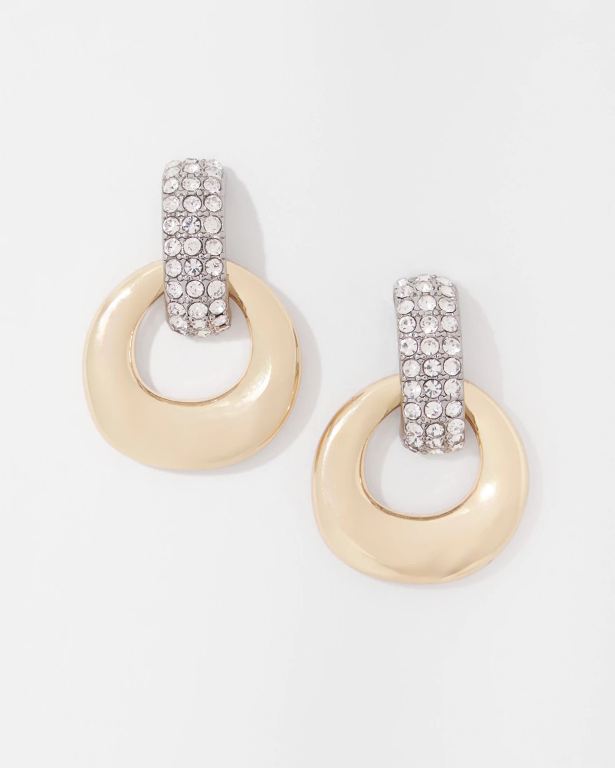 White House Black Market Pave Drop-hoop Earrings |  In Gold