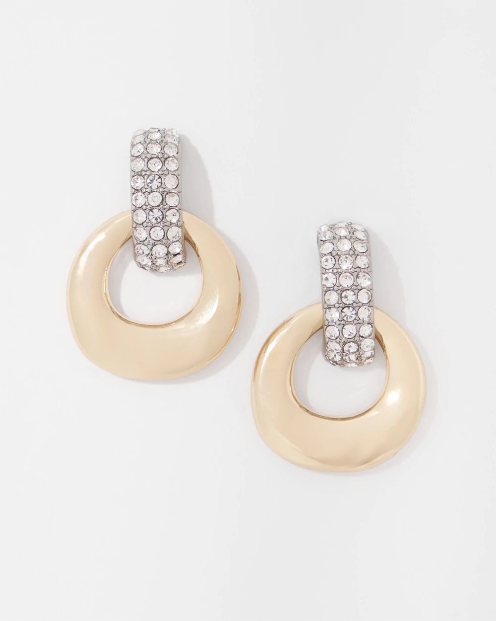 Pavé Drop-Hoop Earrings