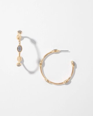 Gold + Hematite Crystal Hoop Earrings