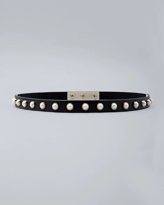 Faux Pearl Skinny Stretch Belt